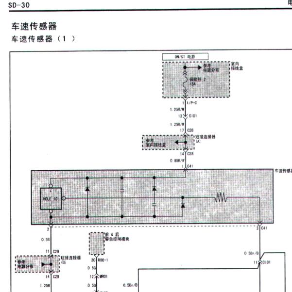 2004年现代雅科仕  变速箱和车速表传感器线路图