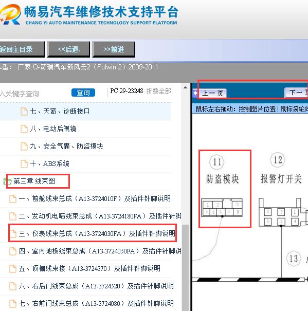 2009-2011年奇瑞风云2防盗模块针脚图