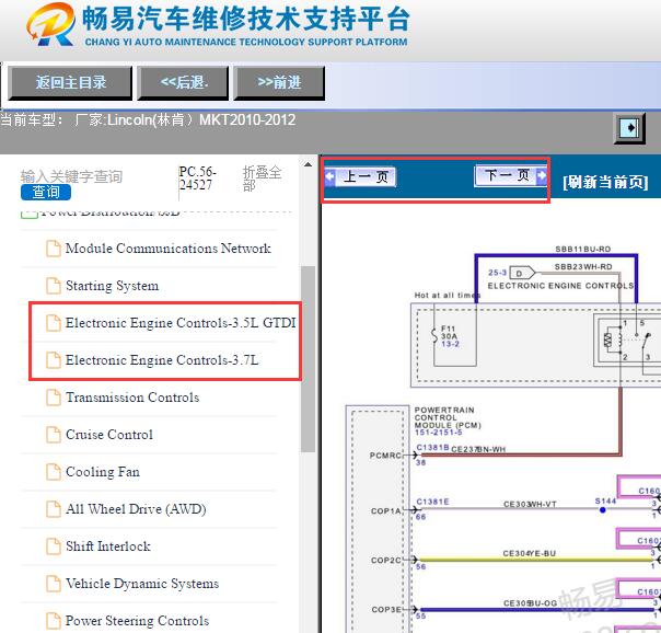 2010-2012年林肯MKT发动机电路图