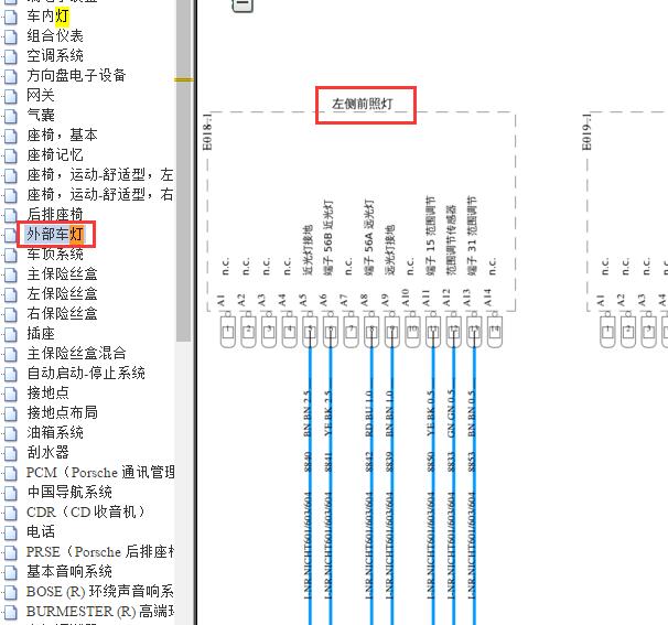 2012年保时捷帕拉梅拉左侧大灯电路图