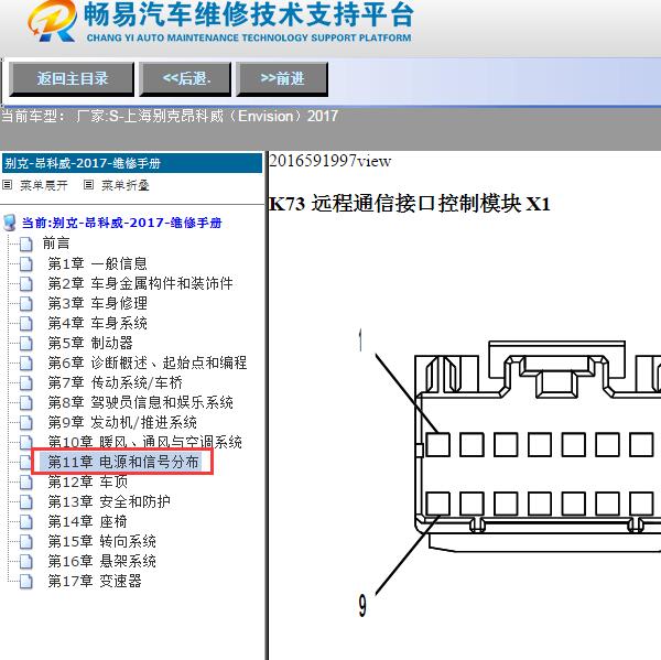2017年上海别克-昂科威（Envision）网关模块端子图