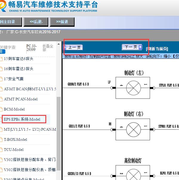 2016-2017年长安欧尚刹车灯电路图