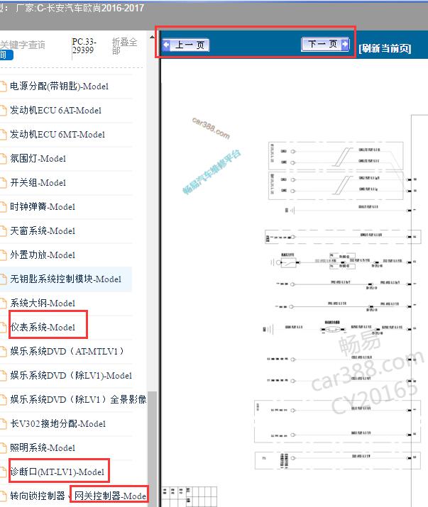 2016-2017年长安欧尚仪表和通讯电路图