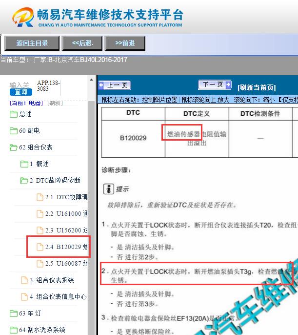 2016年北京BJ40L  燃油液位资料