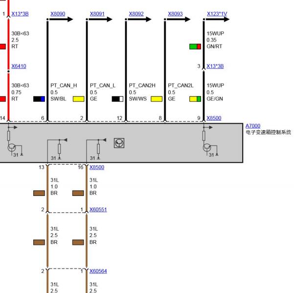 2011年宝马740LI变速箱电路图