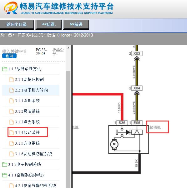 2012-2013年长安欧诺起动机线路图