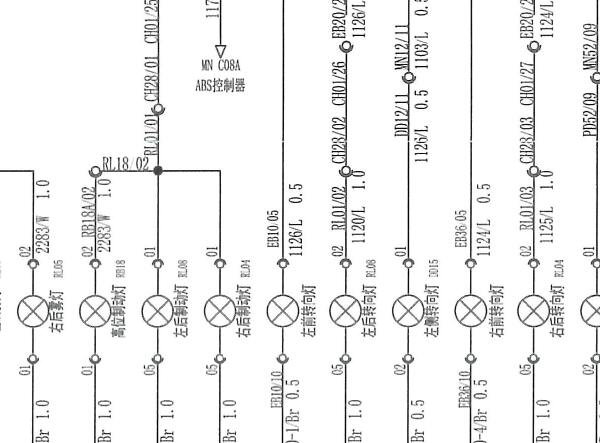11-15年依维柯得意右侧转弯灯到车身电路图