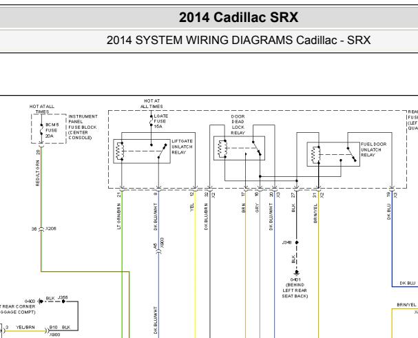 进口14年凯迪拉克SRX 后尾门电路图