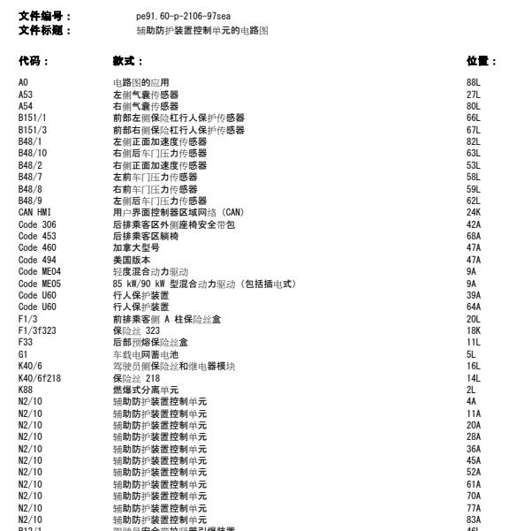 2014年奔驰S320气囊电路图