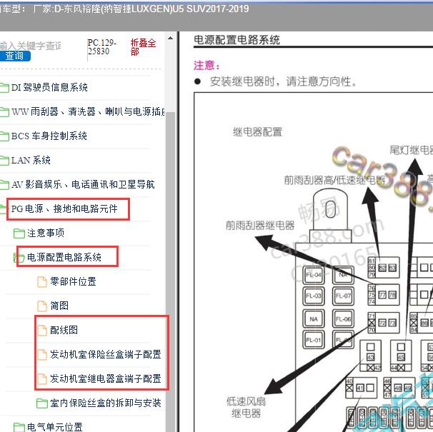 2017-2019年纳智捷U5 SUV继电器分配