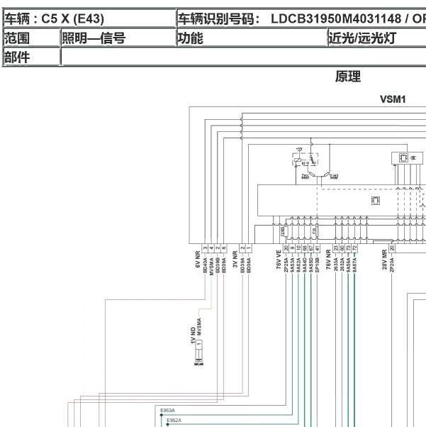 2022年雪铁龙C5X 大灯电路图