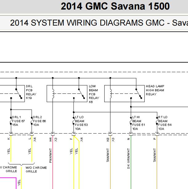 2014年GMC savana 1500玻璃清洗及大灯电路图