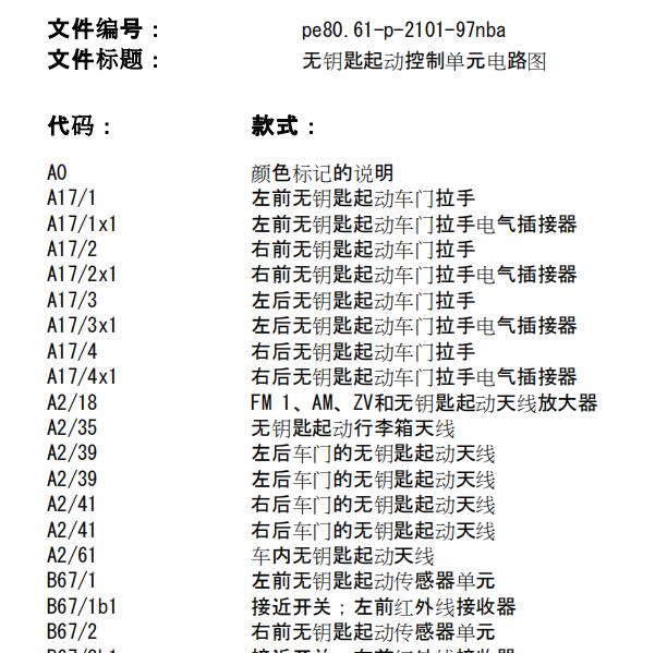 2012年奔驰GL350智能钥匙电路图