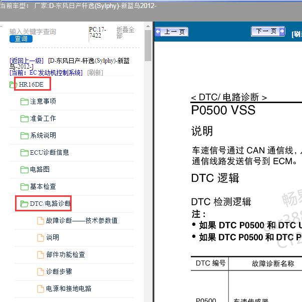 2012年日产轩逸 HR16发动机故障码诊断资料