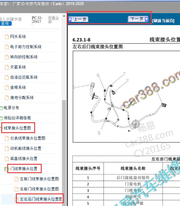 2019-2020年长安逸动（Eado）车窗模块位置