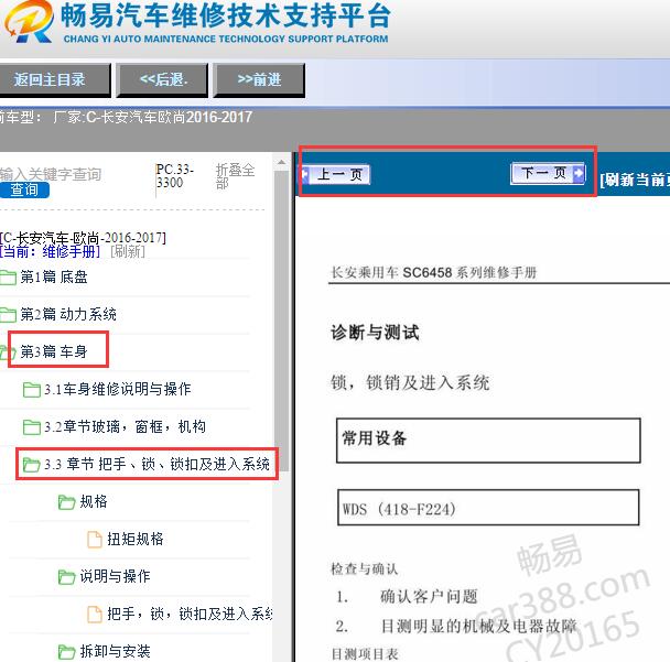 2016-2017年长安欧尚防盗相关维修手册
