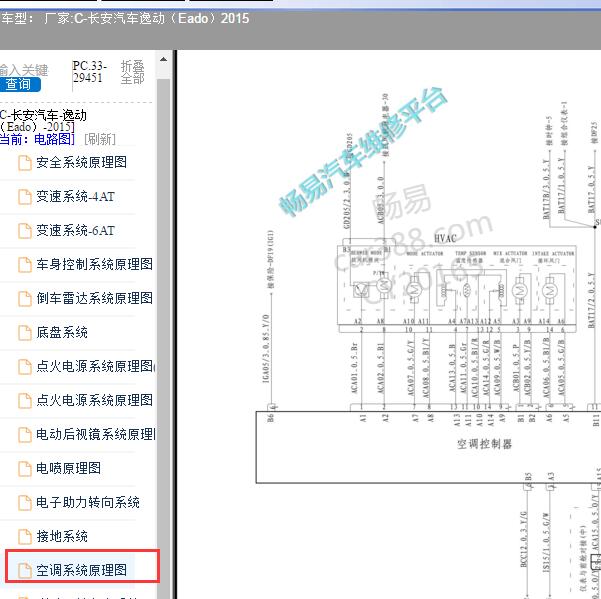 2015年长安逸动（Eado）空调系统电路图