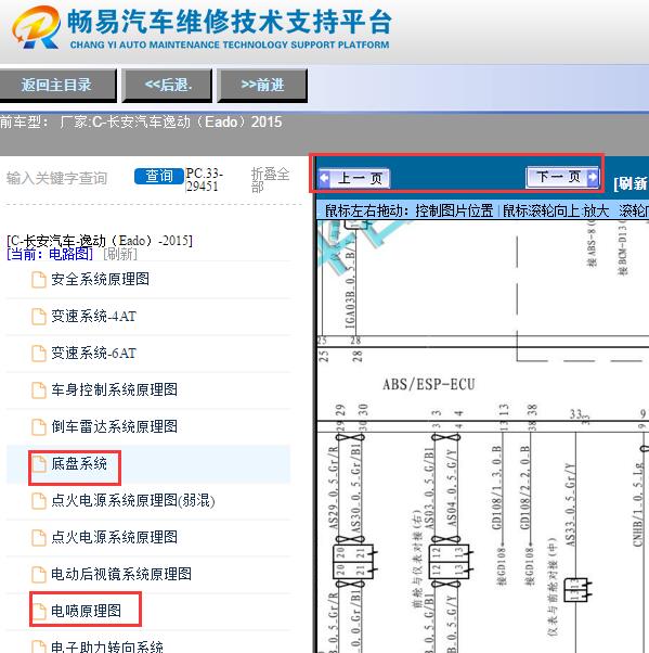2015年长安逸动（Eado）ABS和发动机电路图