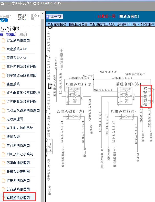 2015年长安逸动（Eado）刹车灯电路图