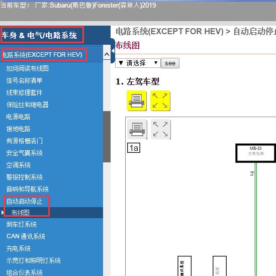 2019年Subaru(斯巴鲁)-Forester(森林人)自动启停电路图