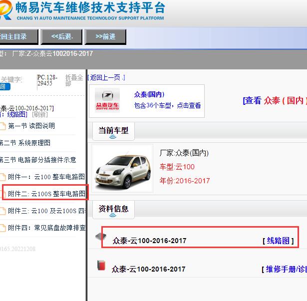 2016-2017年众泰云100S整车电路图