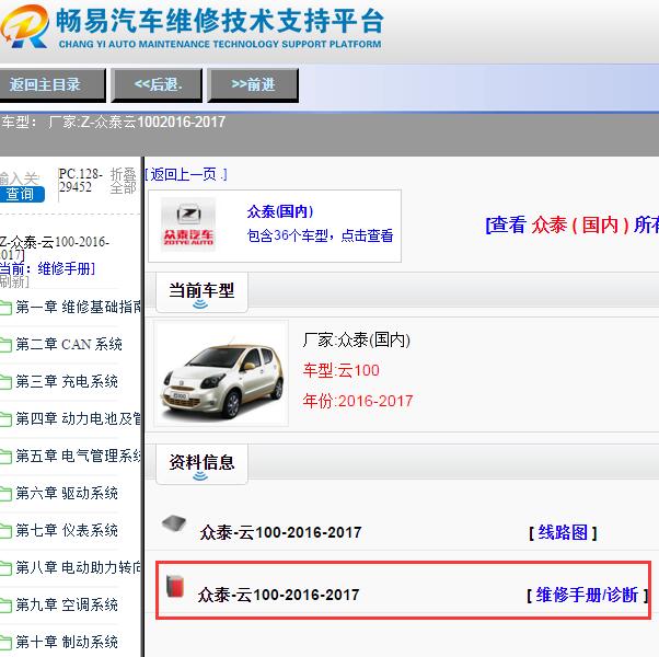 2016-2017年众泰云100全车维修手册