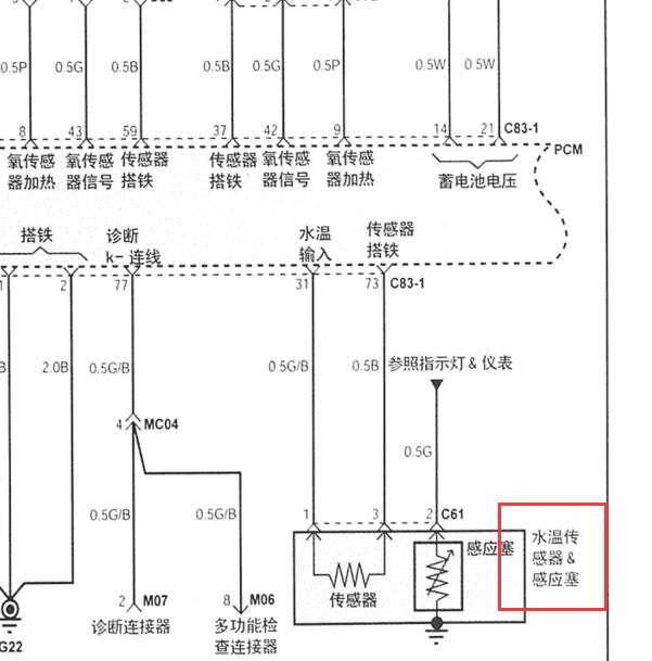 2005年现代伊兰特  水温传感器电路图