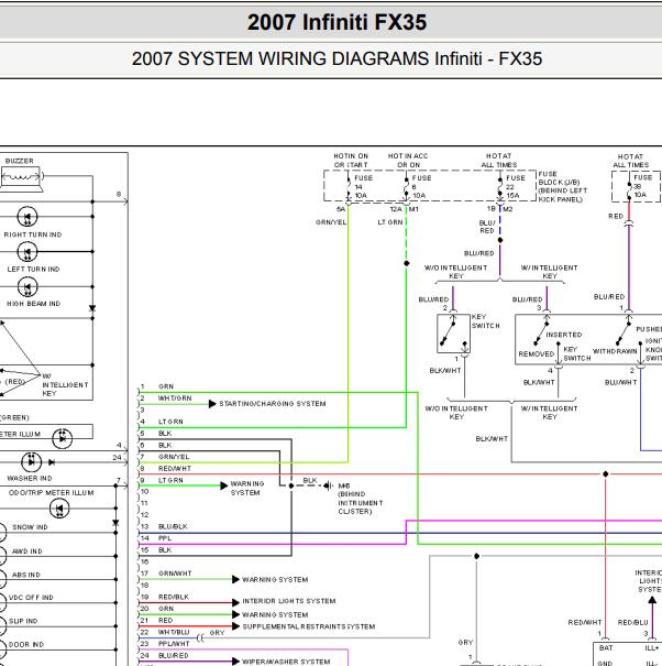 2007年英菲尼迪FX35仪表电路图