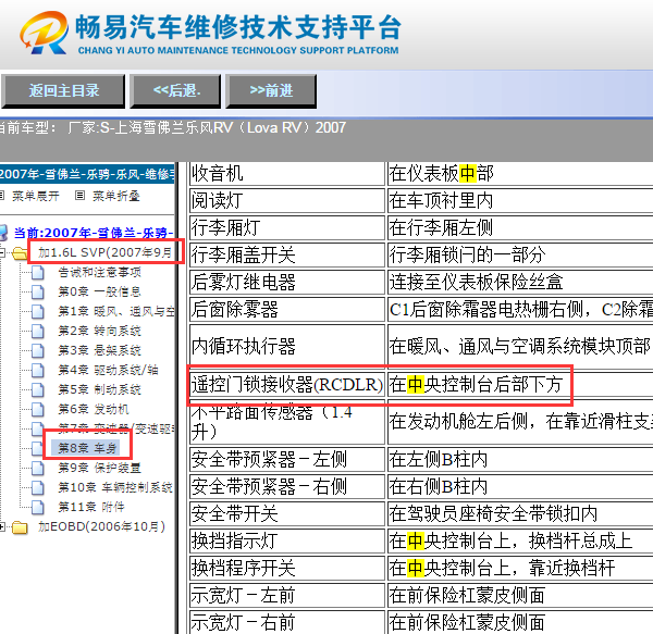 2007年雪佛兰乐风中控模块位置