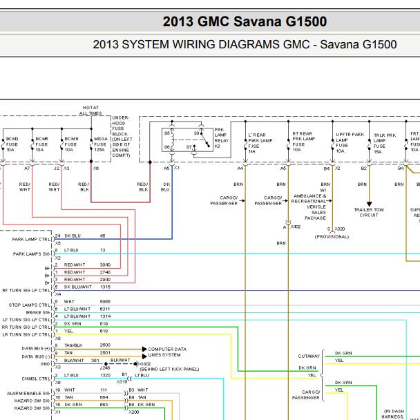 2013年GMC Savana灯光电路图