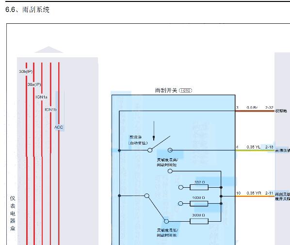 2020年奇瑞艾瑞泽5雨刮电路图