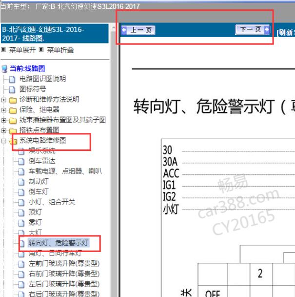2016-2017年幻速S3转向灯电路图.
