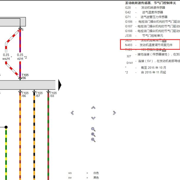 2016年奥迪A4 CUJ发动机节温器电路图