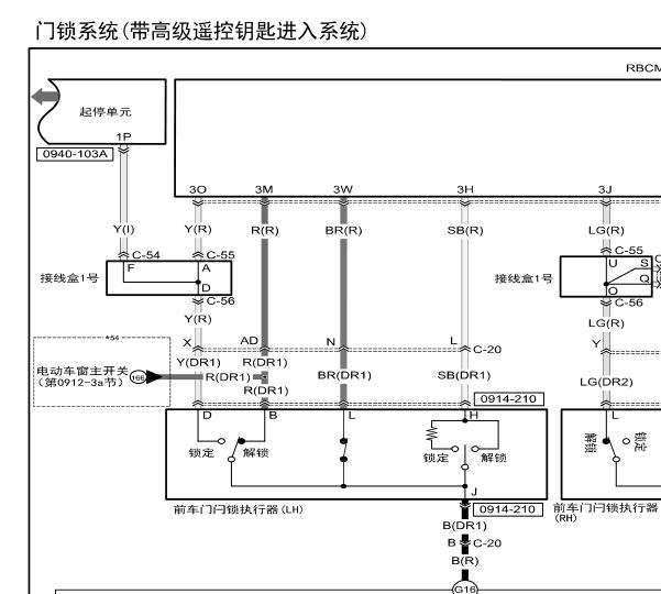 2017年长安马自达CX-5右前门锁电路图