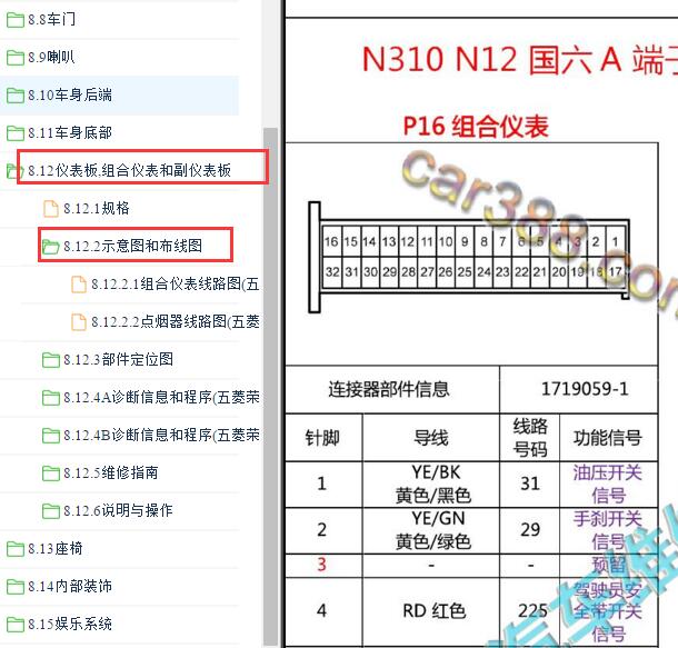 2020年五菱荣光仪表针脚定义