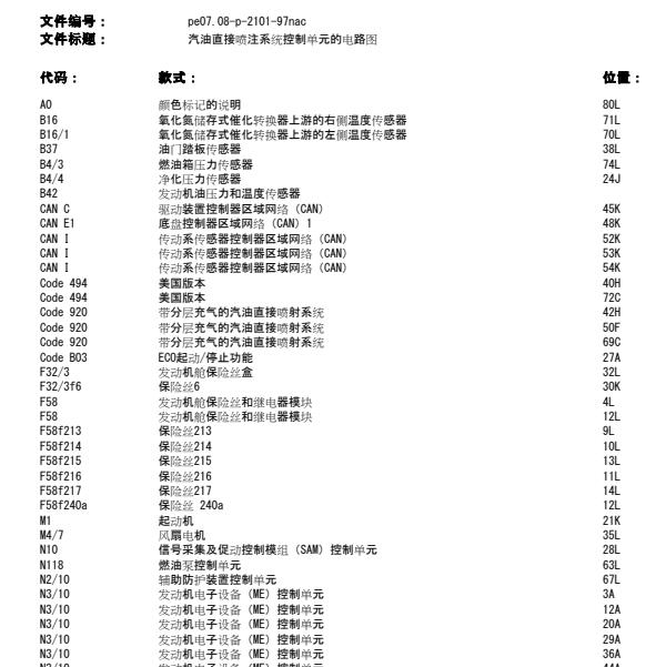 2016年奔驰GLE320  发动机电路图
