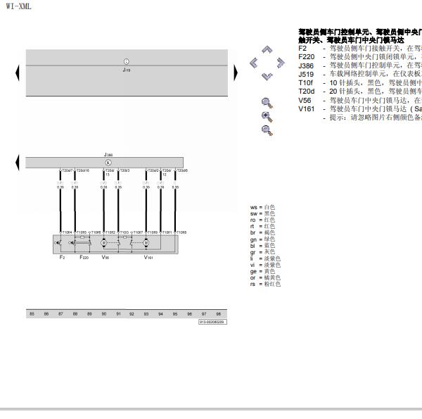 2007年斯柯达明锐车门锁电路图