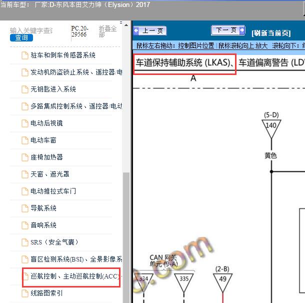 2017年东风本田-艾力绅（Elysion）车道保持辅助系统电路图