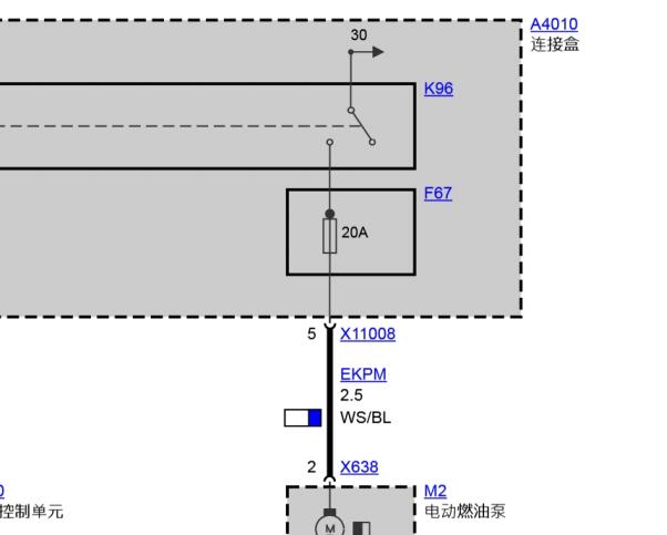 2008年宝马320i 燃油泵电路图
