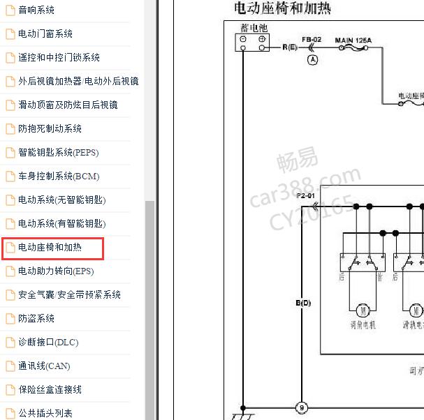 2014年海马S7 座椅加热电路图