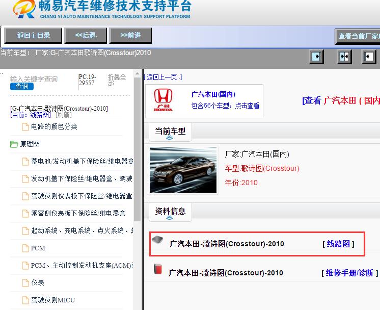 广汽本田-歌诗图(Crosstour)-2010[ 线路图 ]
