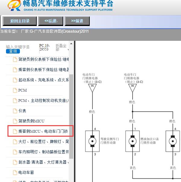2011年广汽本田-歌诗图(Crosstour)中控锁电路图