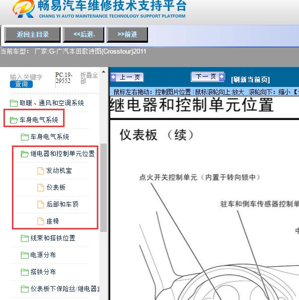 2011年广汽本田-歌诗图(Crosstour)部件位置图