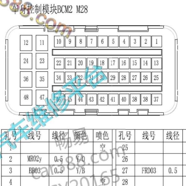 2020-2021年江淮瑞风M3 BCM针脚定义