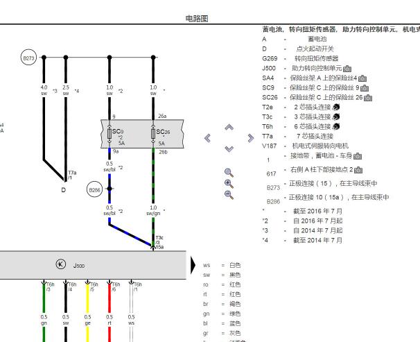 2021年大众新桑塔纳电子助力控制系统电路图
