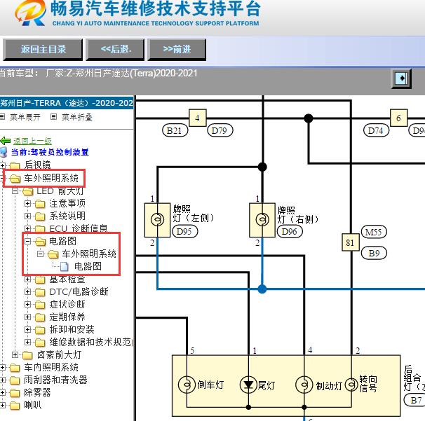 2020-2021年郑州日产-途达(Terra)牌照灯电路图