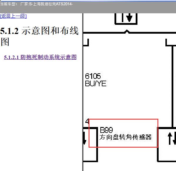 14年凯迪拉克ATS方向盘转向角传感器电路图