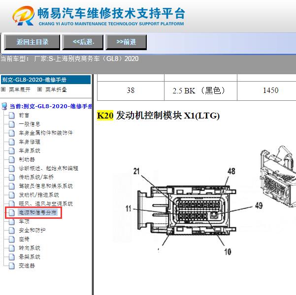 2020年别克商务GL8  发动机针脚