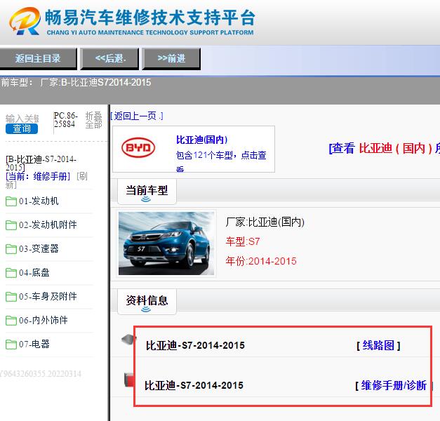 2014-2015年比亚迪S7电路图与维修手册