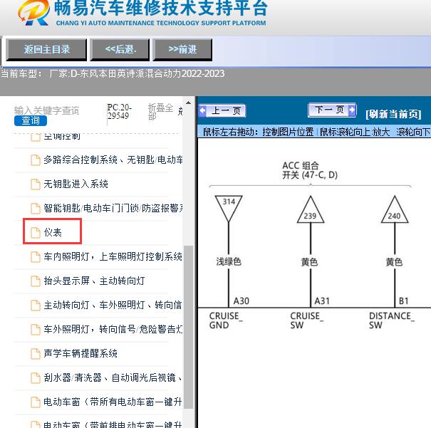 2022-2023年东风本田-英诗派混合动力仪表电路图